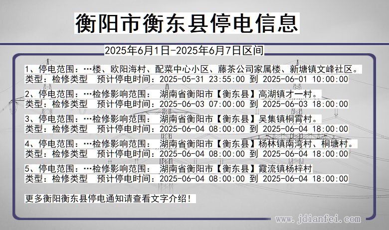 湖南省衡阳衡东停电通知