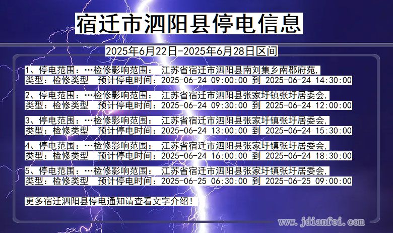 宿迁泗阳停电通知 江苏省宿迁泗阳停电通知