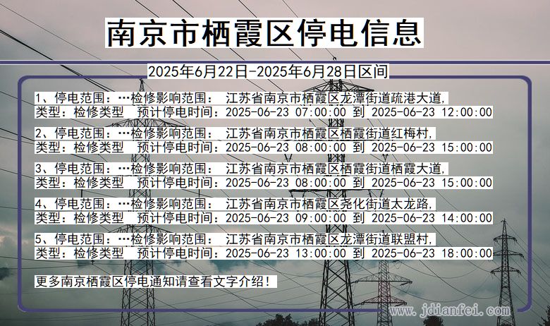 南京栖霞停电通知 江苏省南京栖霞停电通知