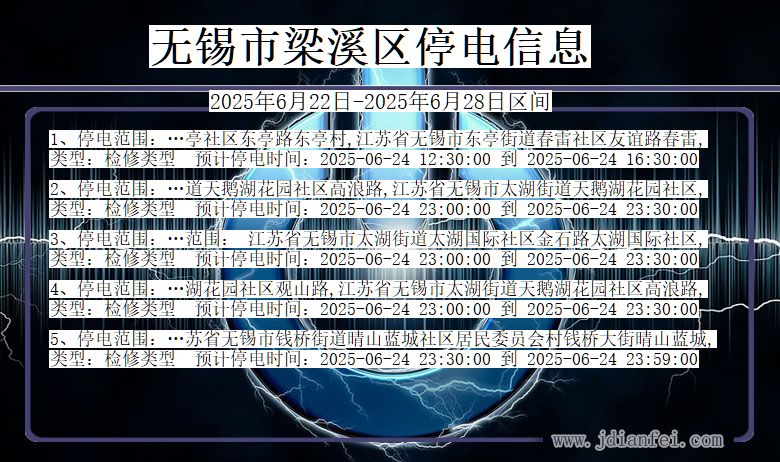 无锡梁溪停电通知 江苏省无锡梁溪停电通知