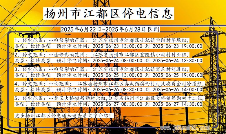 扬州江都停电通知 江苏省扬州江都停电通知