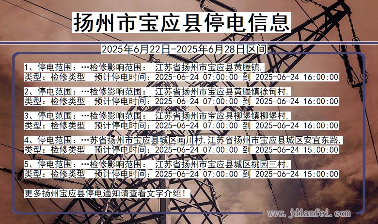 扬州宝应停电通知 江苏省扬州宝应停电通知