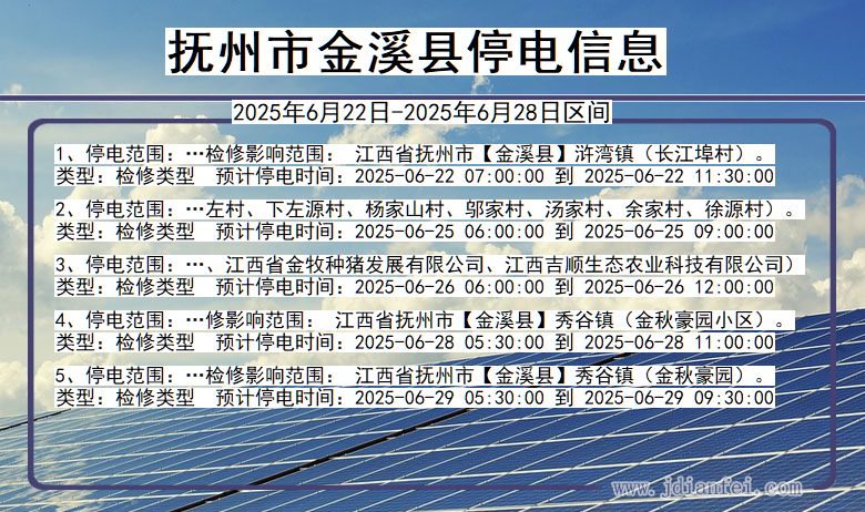 抚州金溪停电通知 江西省抚州金溪停电通知