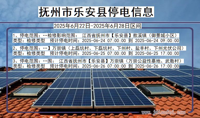 抚州乐安停电通知 江西省抚州乐安停电通知