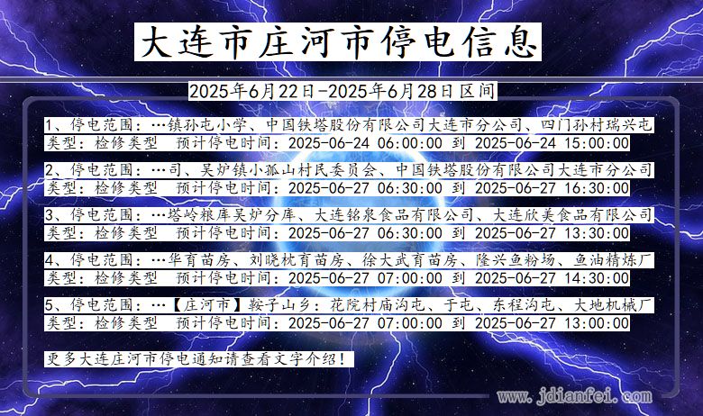 大连庄河停电通知 辽宁省大连庄河停电通知