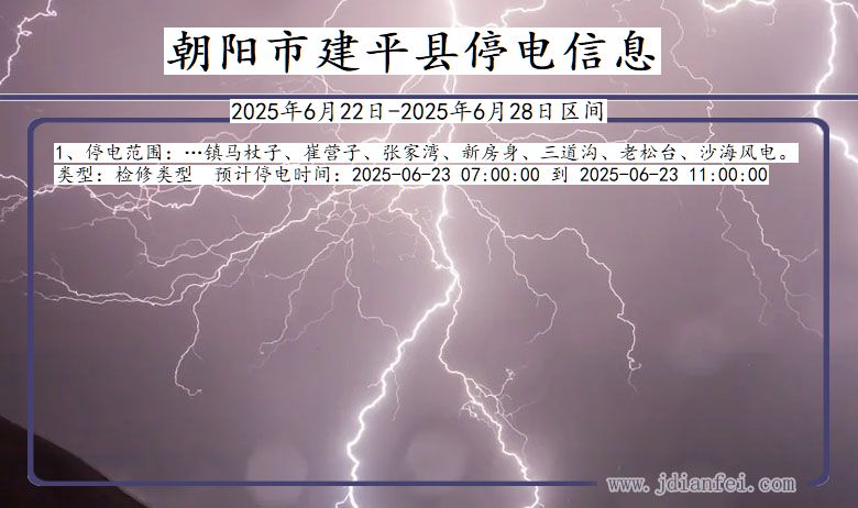 朝阳建平停电通知 辽宁省朝阳建平停电通知