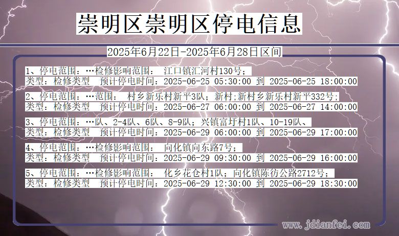 崇明区崇明停电通知 上海市崇明区崇明停电通知