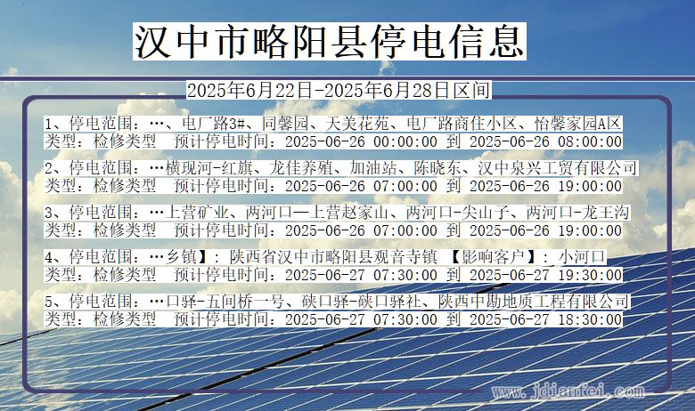 陕西省汉中略阳停电通知