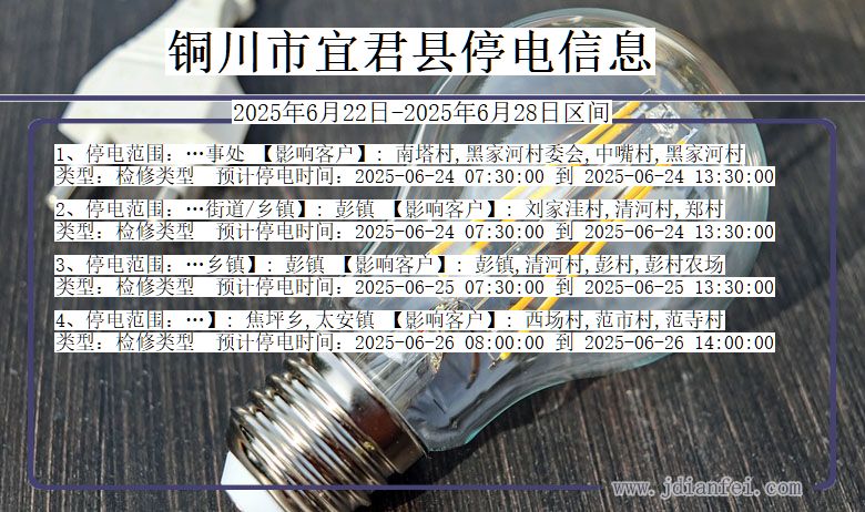 铜川宜君停电通知 陕西省铜川宜君停电通知