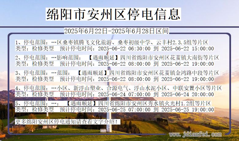 绵阳安州停电通知 四川省绵阳安州停电通知