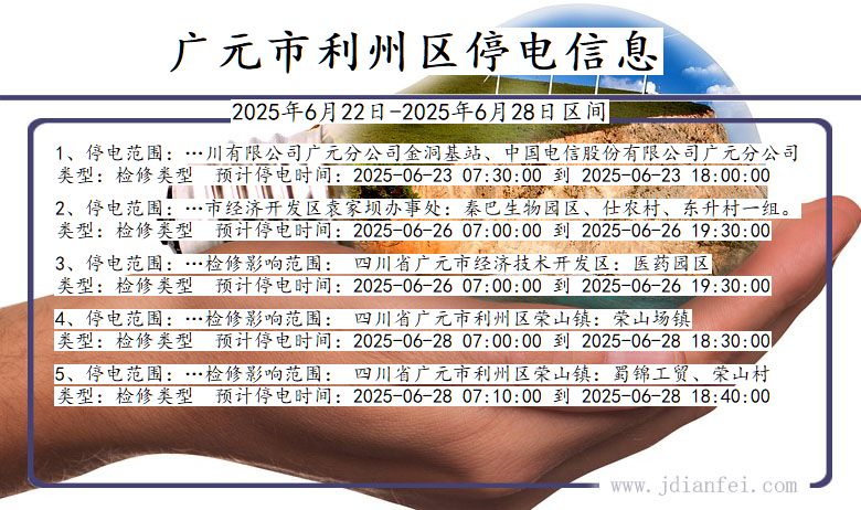 广元利州停电通知 四川省广元利州停电通知