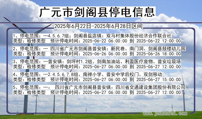 广元剑阁停电通知 四川省广元剑阁停电通知