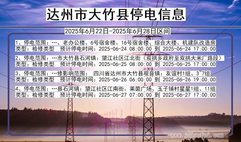 达州大竹停电通知 四川省达州大竹停电通知