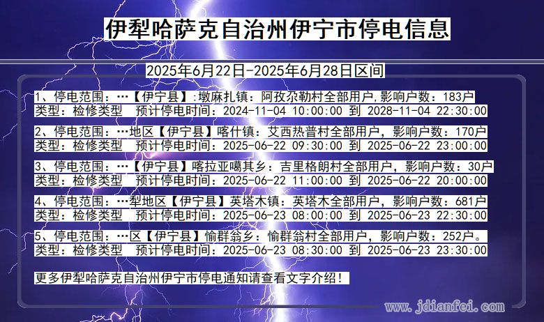 伊犁哈萨克自治州伊宁停电通知 新疆维吾尔自治区伊犁哈萨克自治州伊宁停电通知