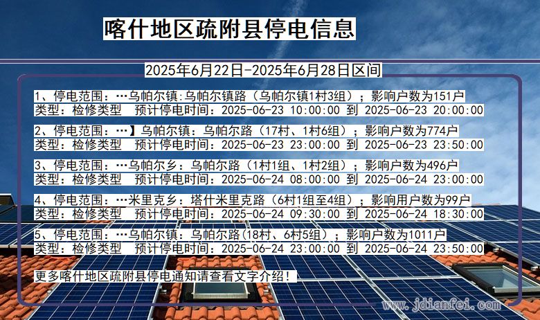 喀什地区疏附停电通知 新疆维吾尔自治区喀什地区疏附停电通知