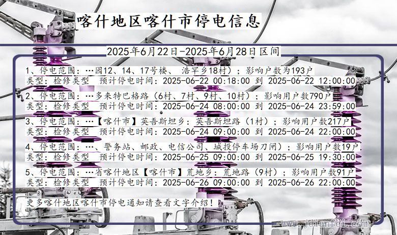 喀什地区喀什停电通知 新疆维吾尔自治区喀什地区喀什停电通知