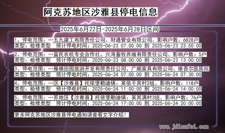 阿克苏地区沙雅停电通知 新疆维吾尔自治区阿克苏地区沙雅停电通知