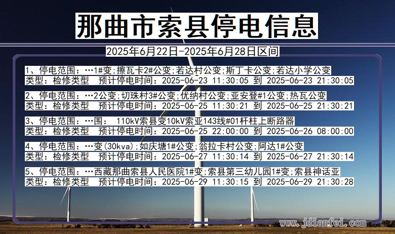 那曲索县停电通知 西藏自治区那曲索县停电通知