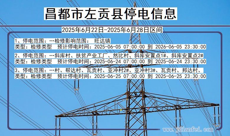 昌都左贡停电通知 西藏自治区昌都左贡停电通知