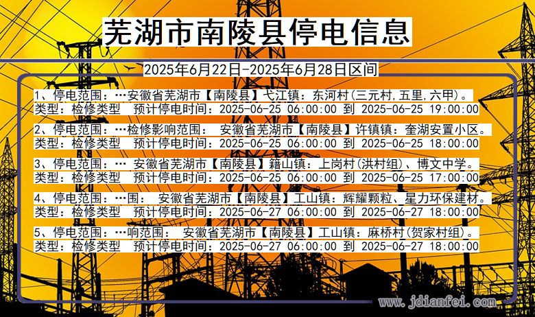 芜湖南陵停电通知 安徽省芜湖南陵停电通知
