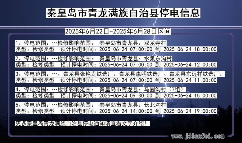 秦皇岛青龙满族自治停电通知 河北省秦皇岛青龙满族自治停电通知