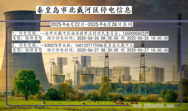 秦皇岛北戴河停电通知 河北省秦皇岛北戴河停电通知