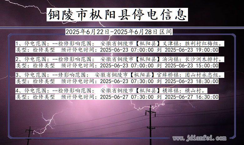 铜陵枞阳停电通知 安徽省铜陵枞阳停电通知