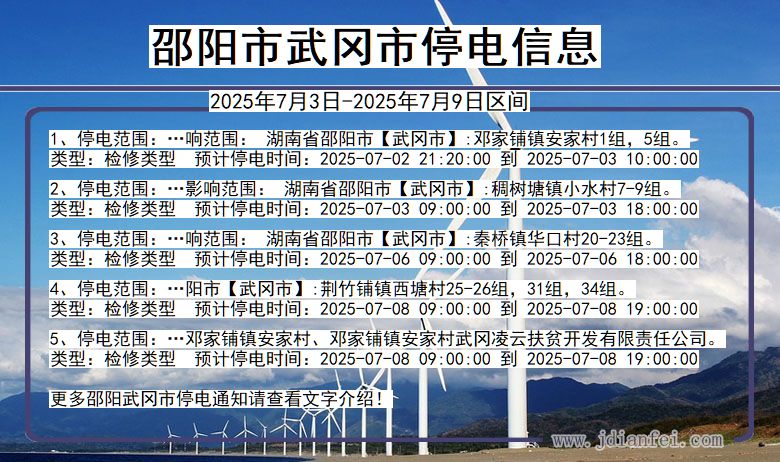 湖南省邵阳武冈停电通知
