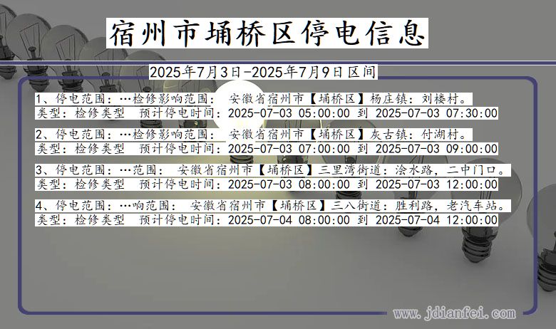 安徽省宿州埇桥停电通知