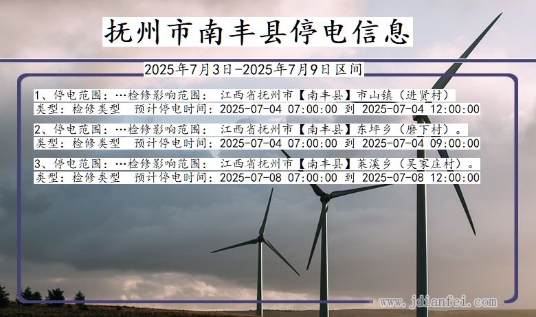江西省抚州南丰停电通知