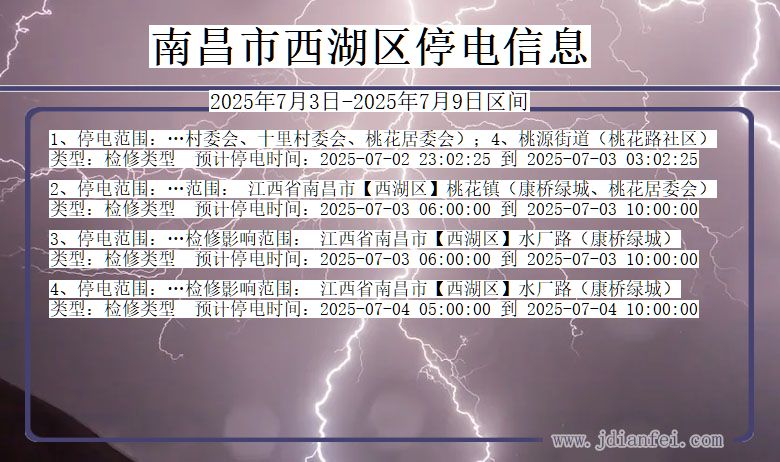 江西省南昌西湖停电通知
