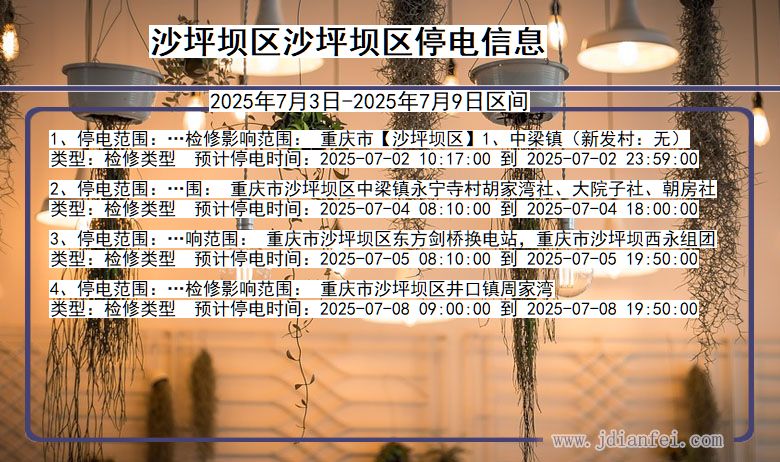 重庆市沙坪坝区沙坪坝停电通知