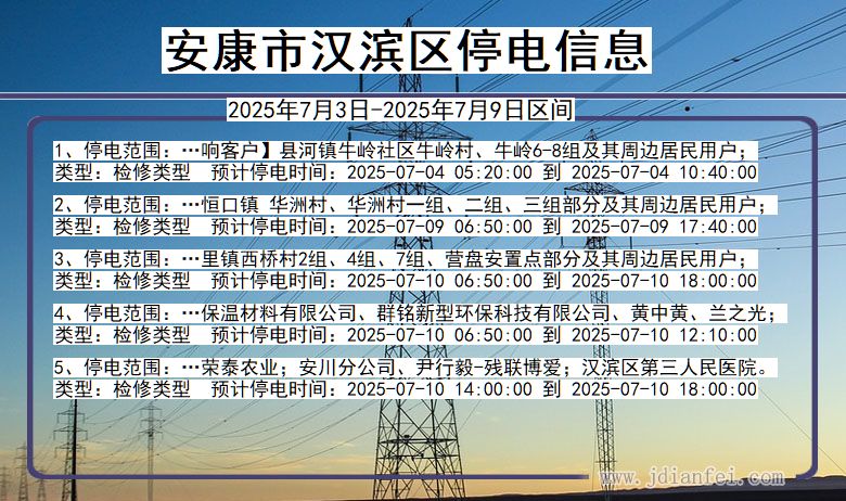 陕西省安康汉滨停电通知