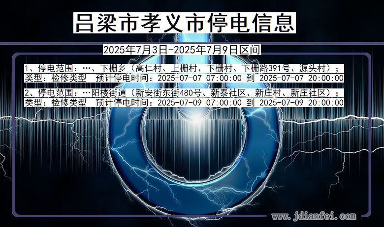 山西省吕梁孝义停电通知