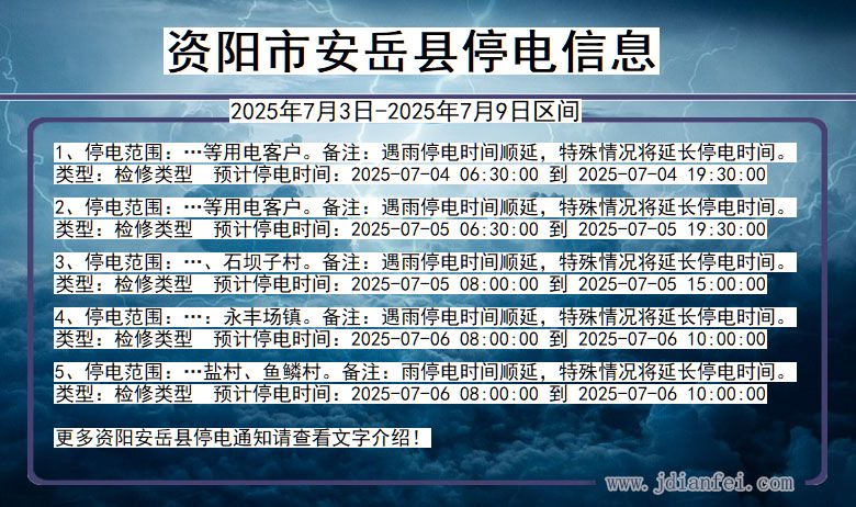 四川省资阳安岳停电通知
