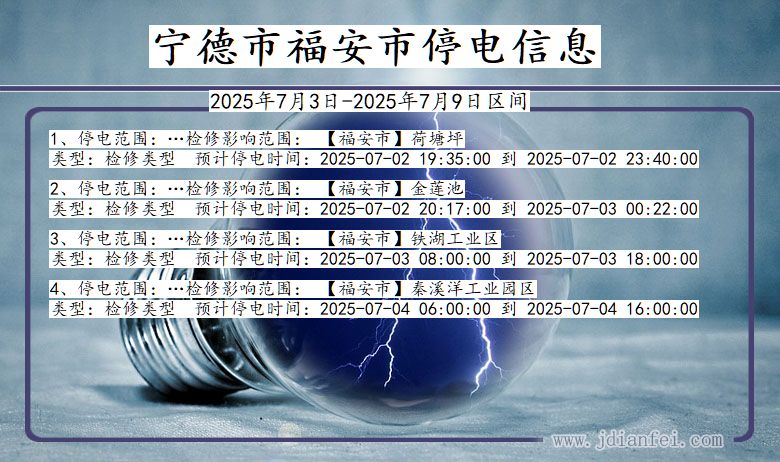福建省宁德福安停电通知
