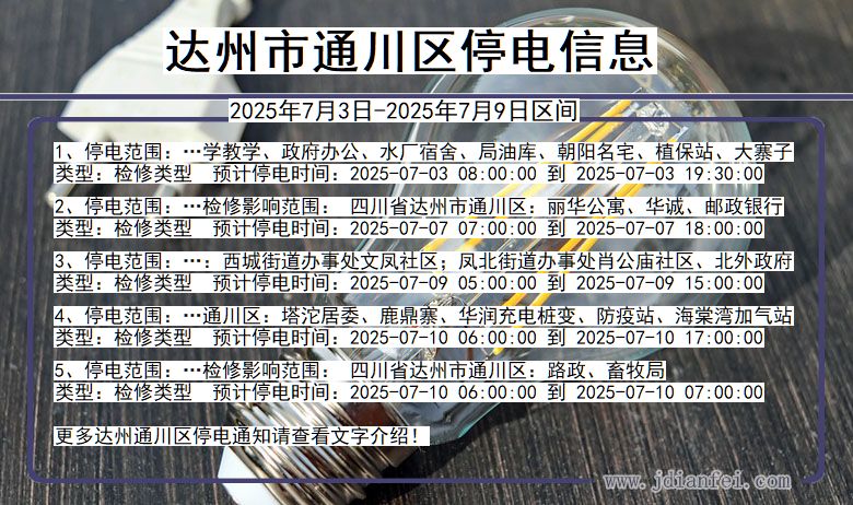 四川省达州通川停电通知