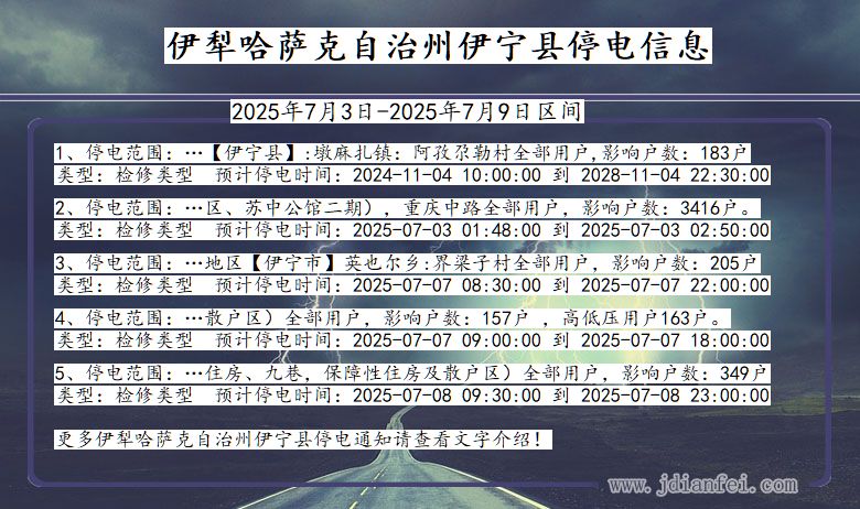 新疆维吾尔自治区伊犁哈萨克自治州伊宁停电通知