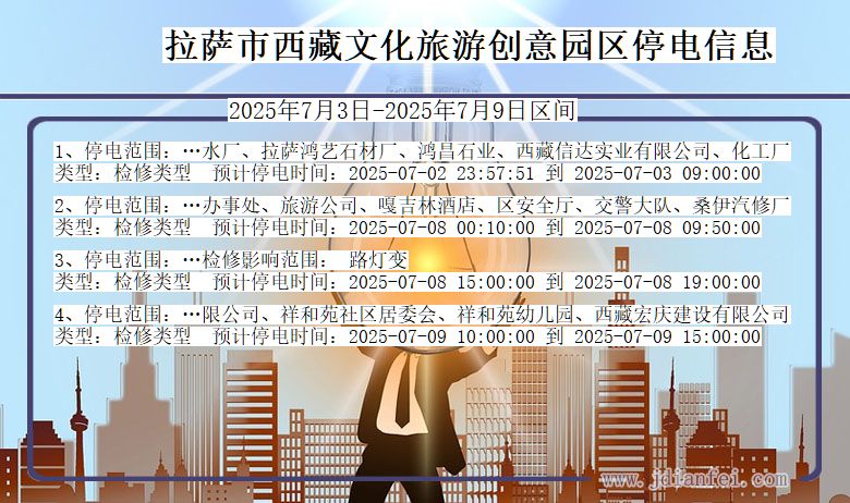西藏自治区拉萨西藏文化旅游创意园停电通知