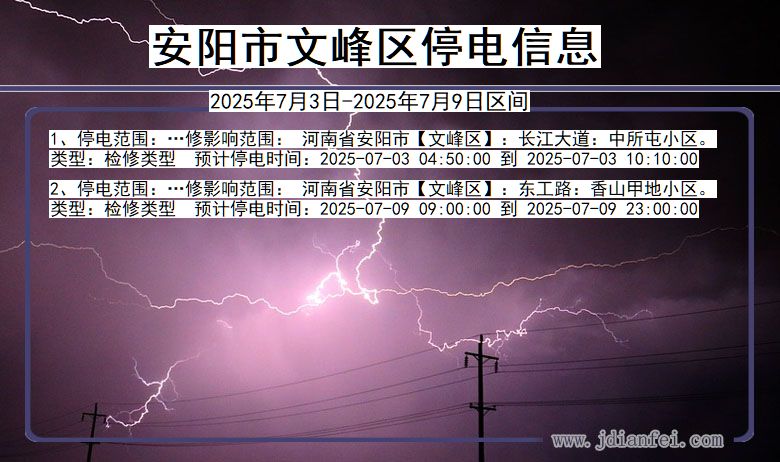 河南省安阳文峰停电通知