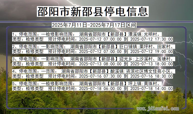 邵阳新邵停电通知 湖南省邵阳新邵停电通知