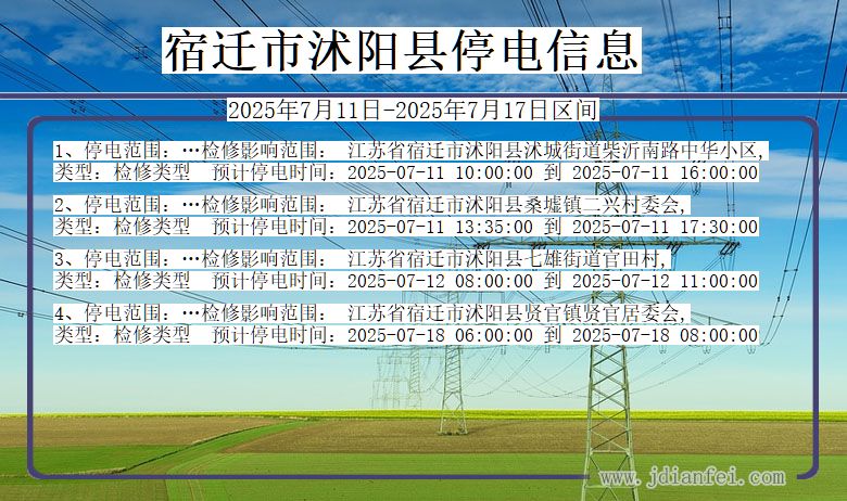 宿迁沭阳停电通知 江苏省宿迁沭阳停电通知