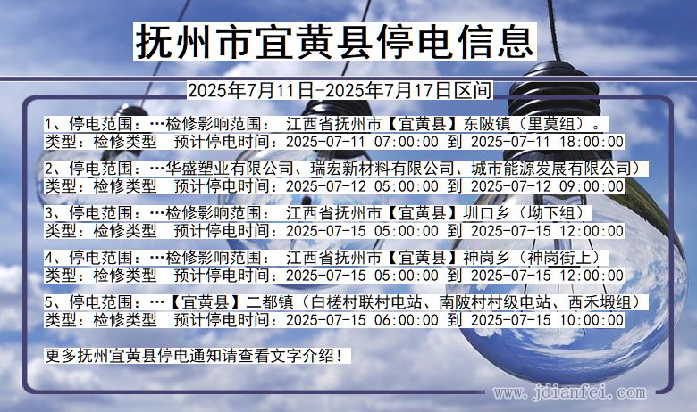 抚州宜黄停电通知 江西省抚州宜黄停电通知