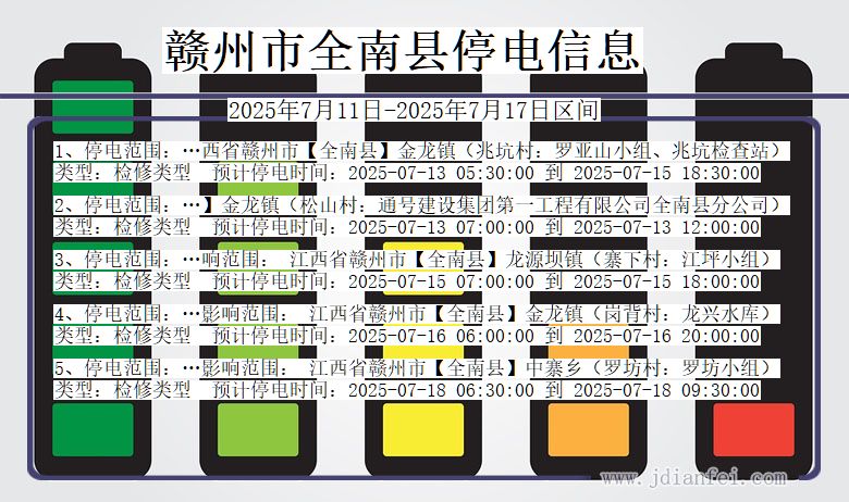 江西省赣州全南停电通知