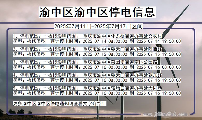 重庆市渝中区渝中停电通知
