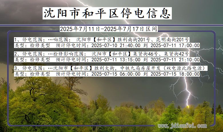 辽宁省沈阳和平停电通知