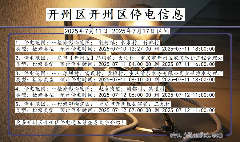 开州区开州停电通知 重庆市开州区开州停电通知