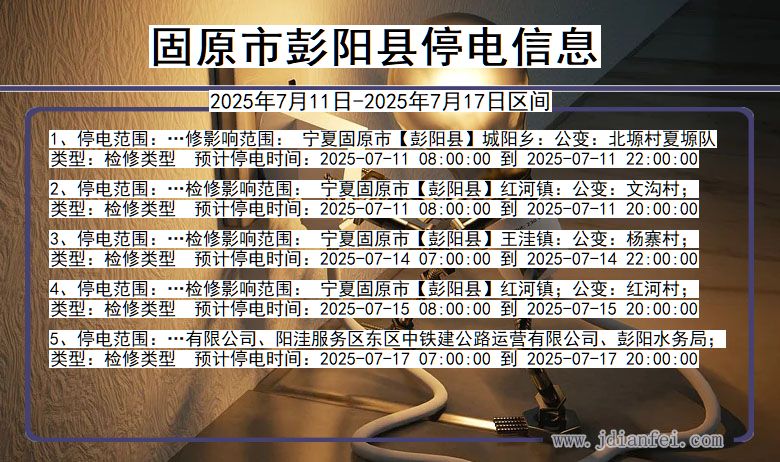 固原彭阳停电通知 宁夏回族自治区固原彭阳停电通知
