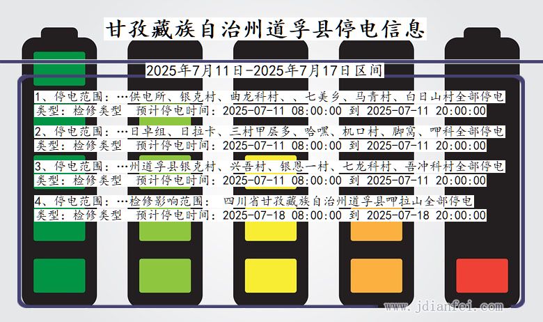 四川省甘孜藏族自治州道孚停电通知
