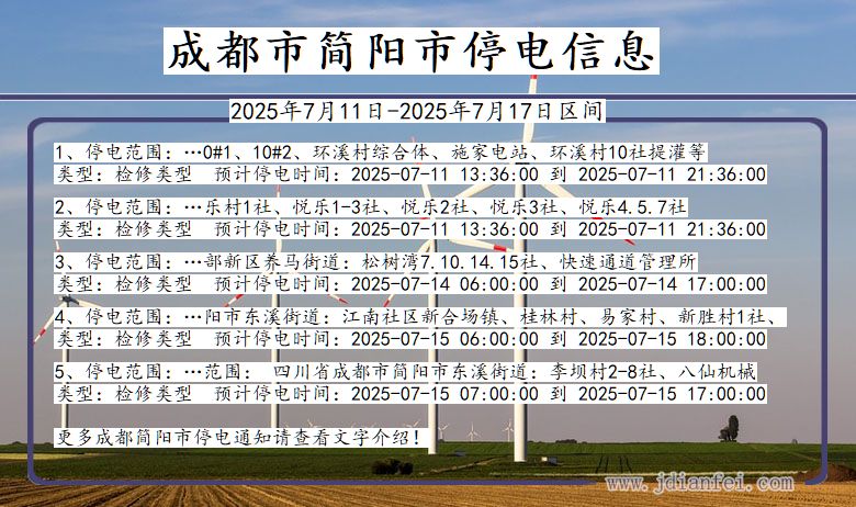 成都简阳停电通知 四川省成都简阳停电通知